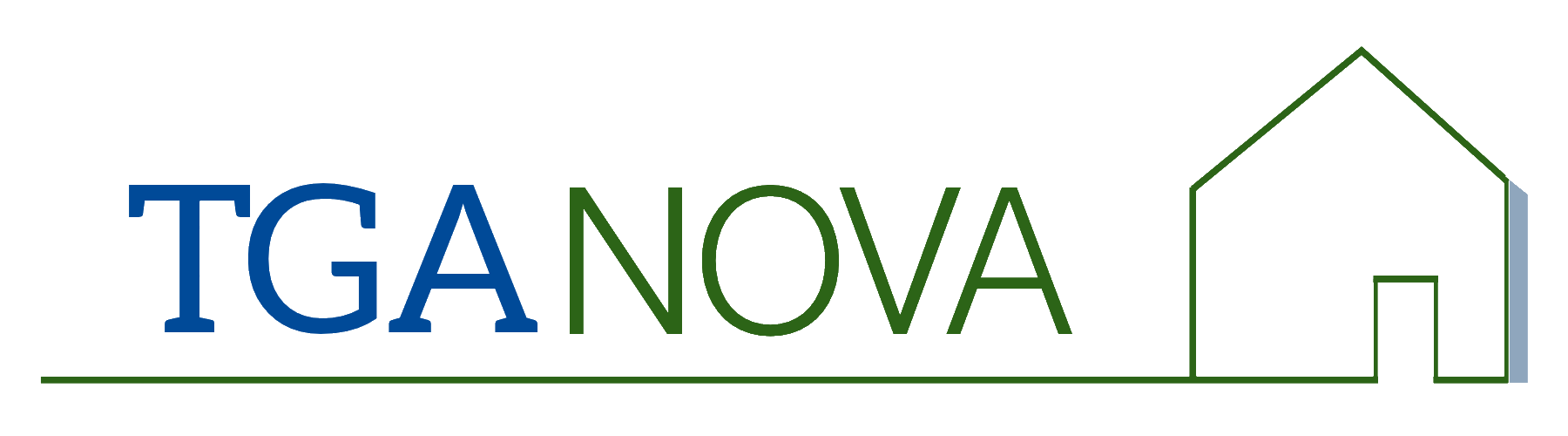 TGANova Logo mit grünem Hauszeichen.